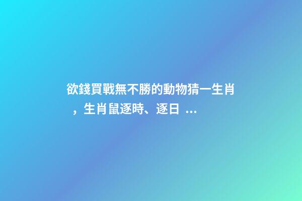 欲錢買戰無不勝的動物猜一生肖，生肖鼠逐時、逐日、逐年運勢